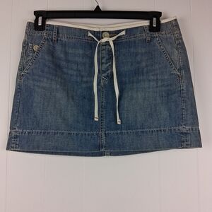 GAP Limited Edition Blue Denim Mini Skirt with White Drawstring 4 Y2K